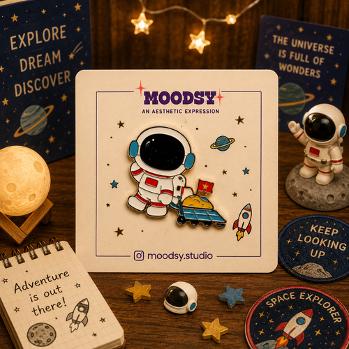 Astro Travel Enamel Pin by Moodsy