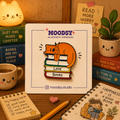 Bookworm Buddy Enamel Pin by Moodsy