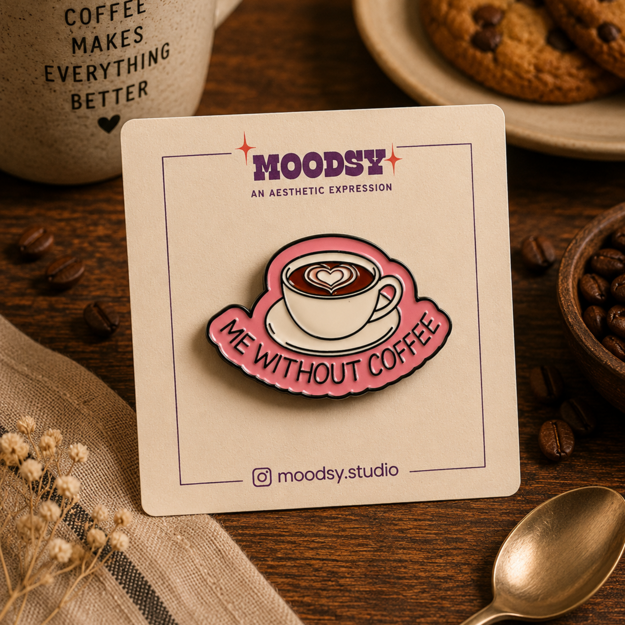 Caffine Intake Enamel Pin by Moodsy