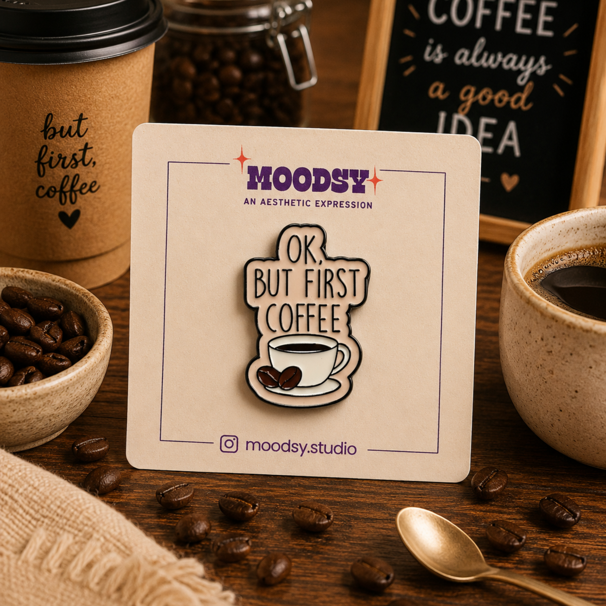 Coffee Rush Enamel Pin by Moodsy