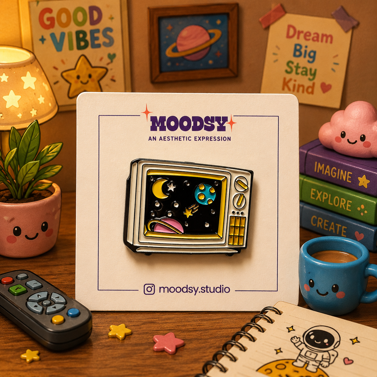 Cosmic RetroTV Enamel Pin by Moodsy