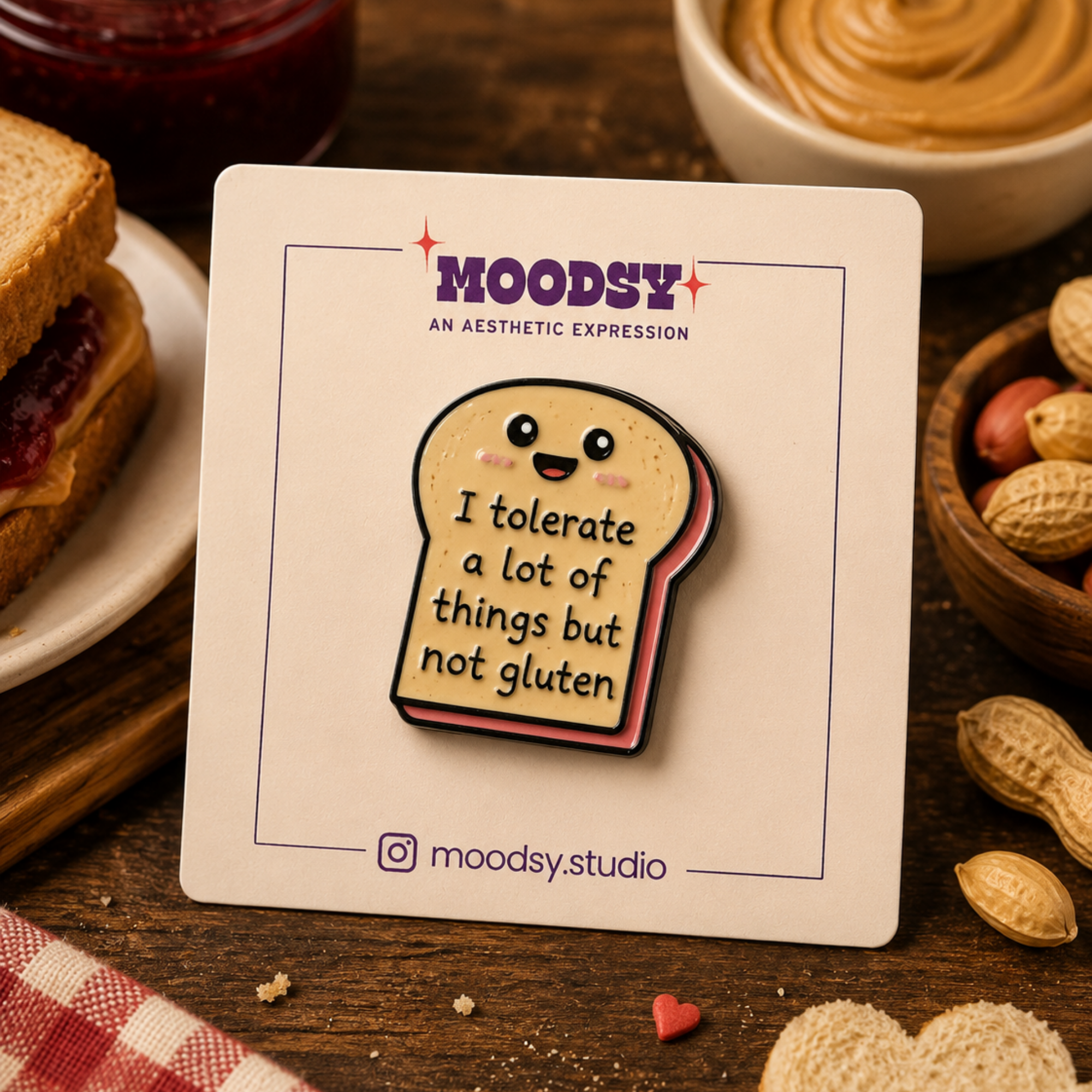 Gluten Free_Bread Enamel Pin by Moodsy