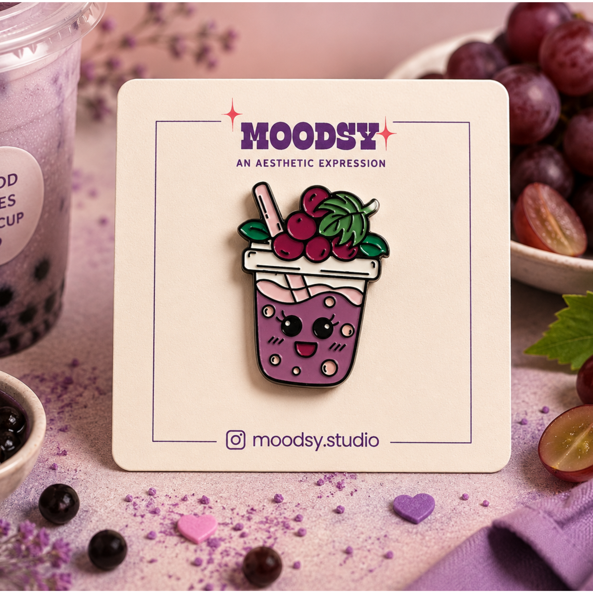 Grape Shake Enamel Pin by Moodsy