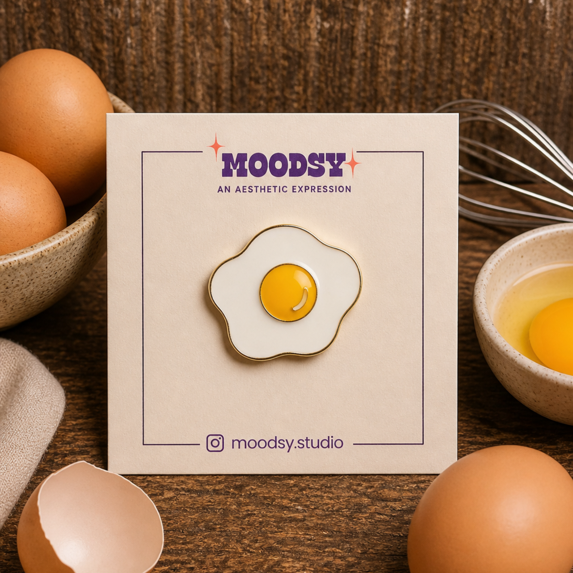 Half Fry Enamel Pin by Moodsy