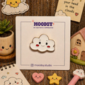 Happy Puffy Cloud Enamel Pin by Moodsy