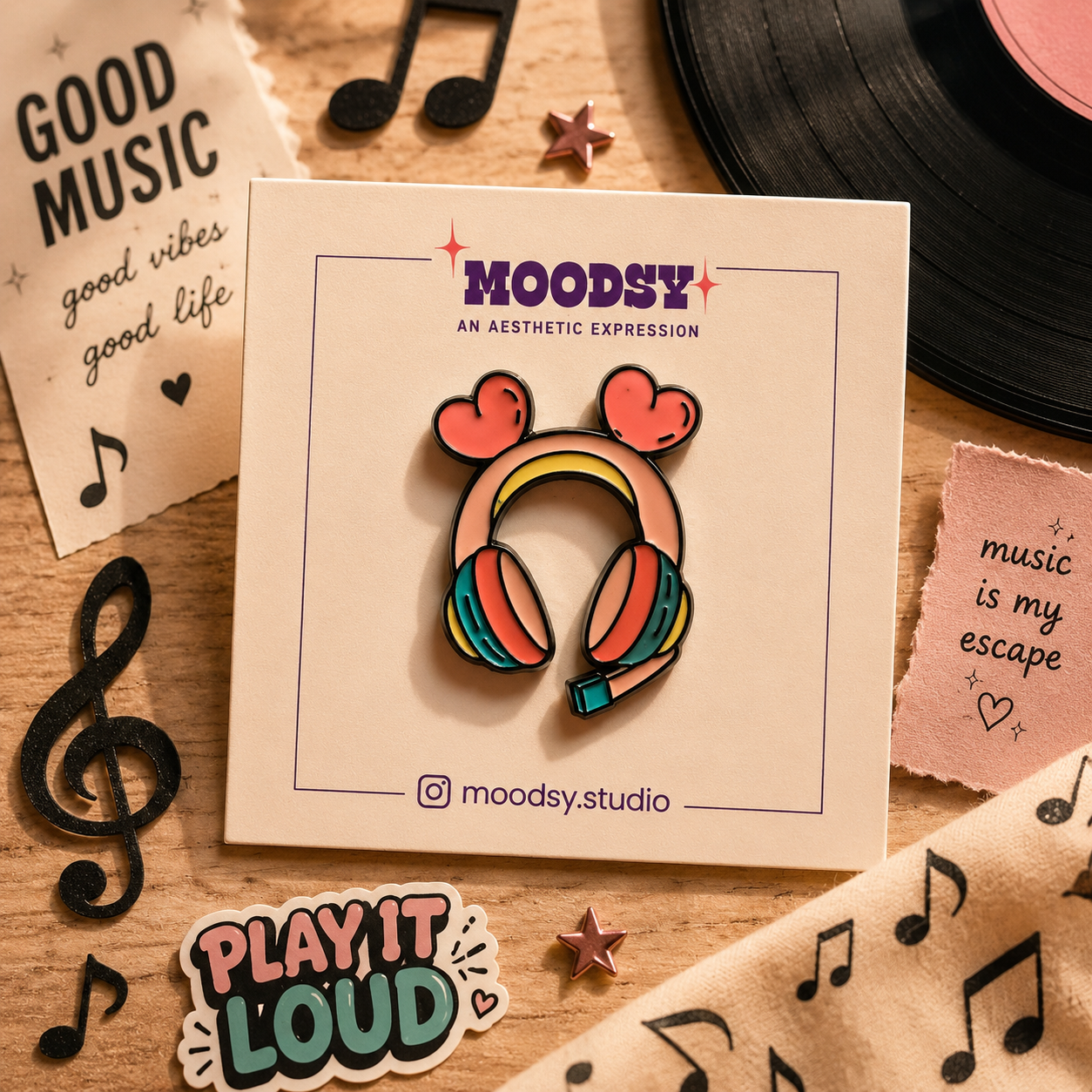 Headphones Enamel Pin by Moodsy