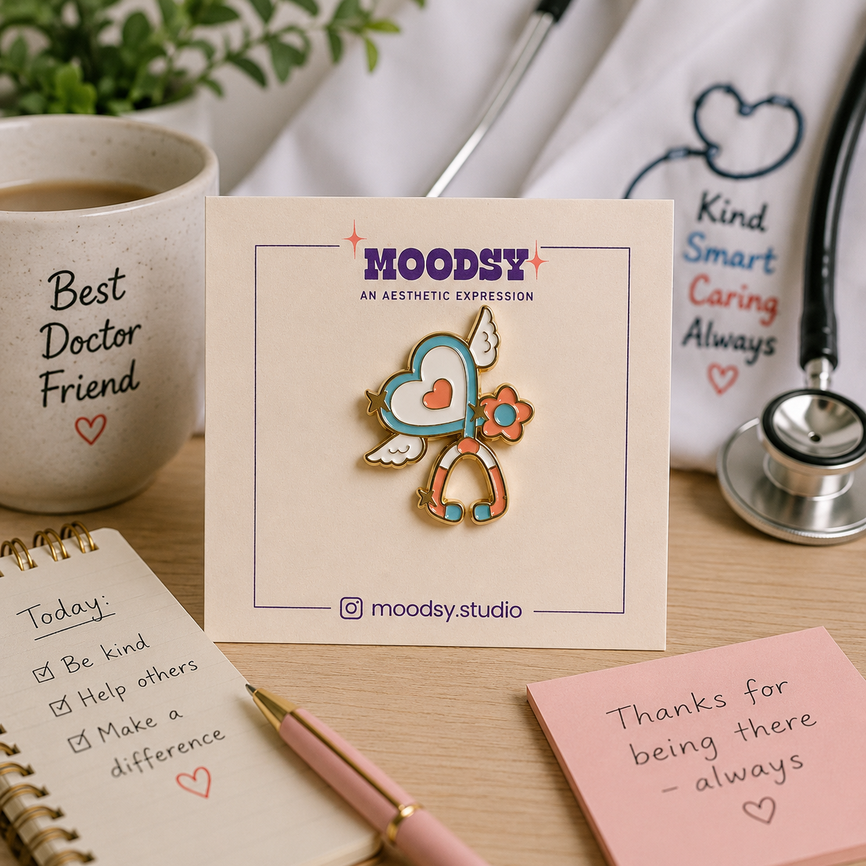 HeartBeat_Hero Enamel Pin by Moodsy
