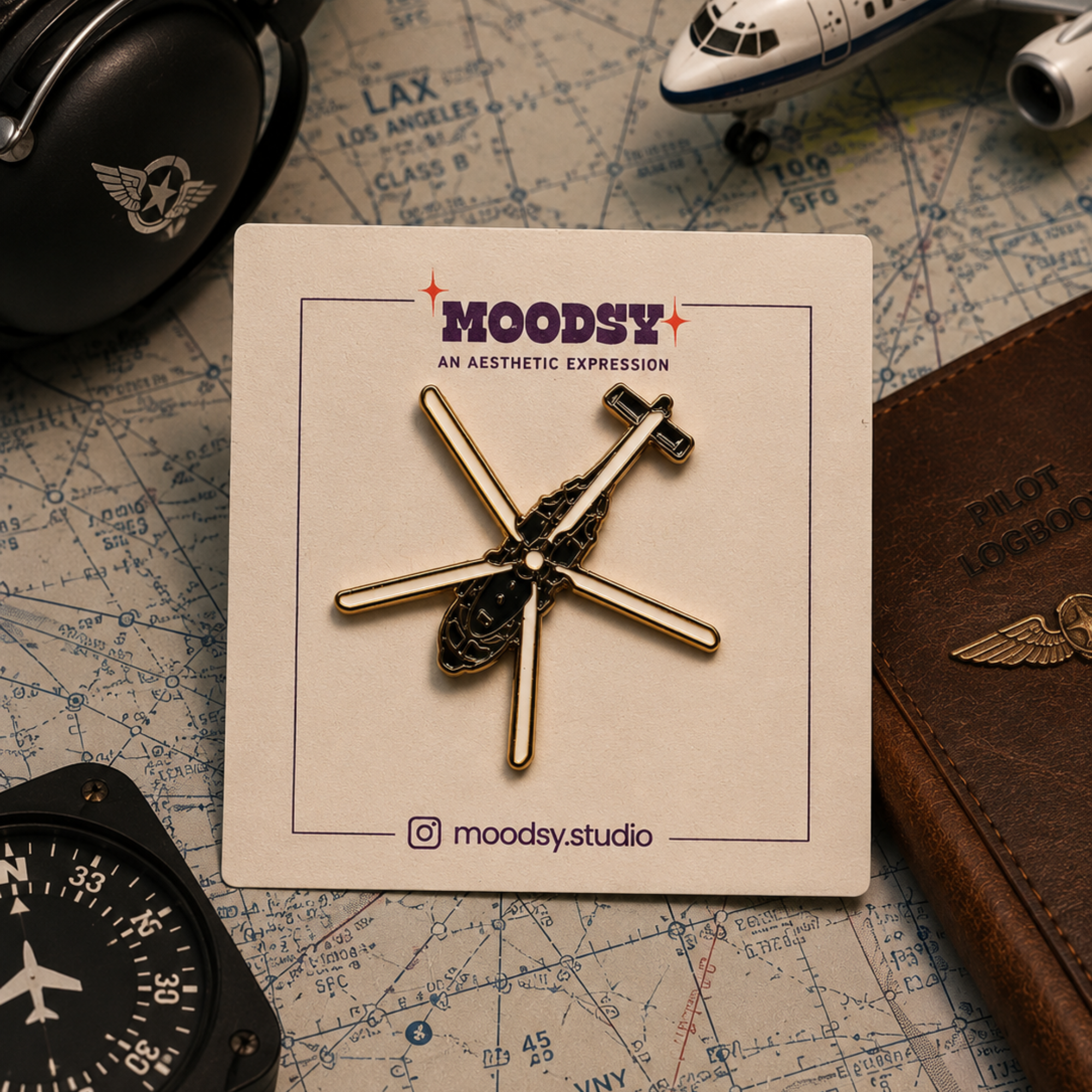 Helicopter Enamel Pin by Moodsy