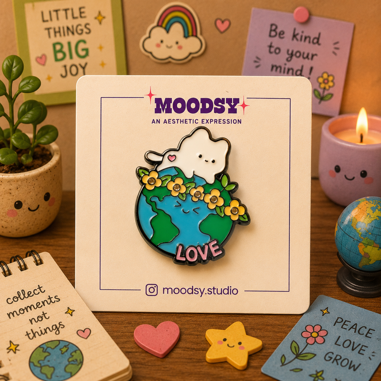 Kitty Love Enamel Pin by Moodsy