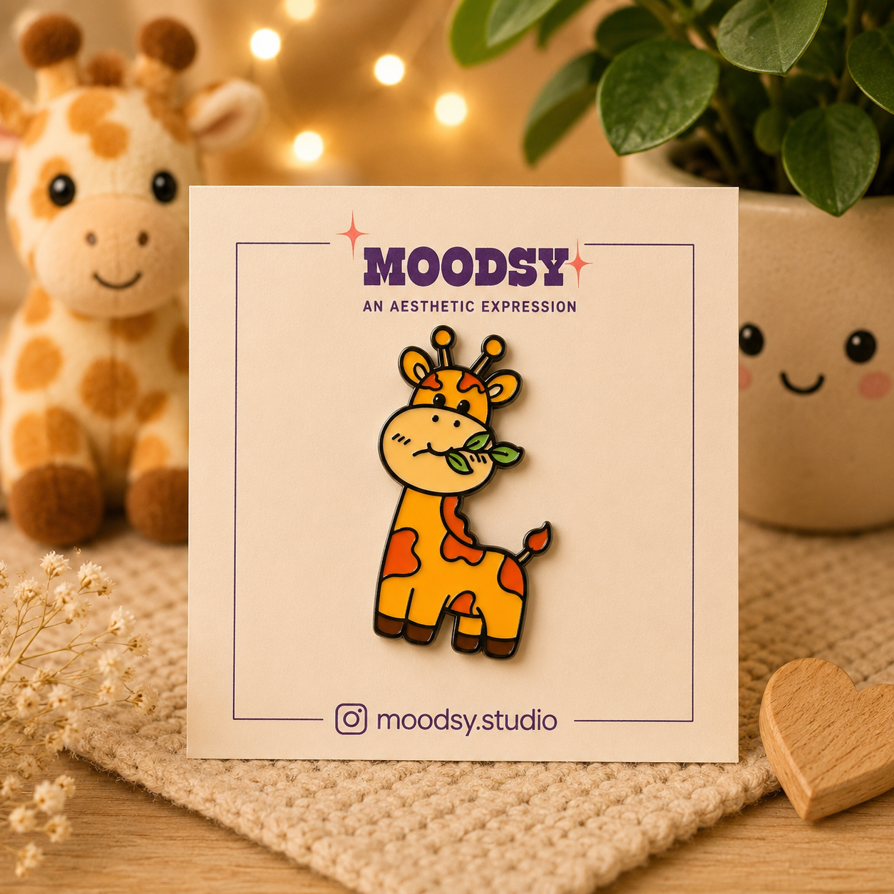 Leafy Giraffe enamel pin by Moodsy