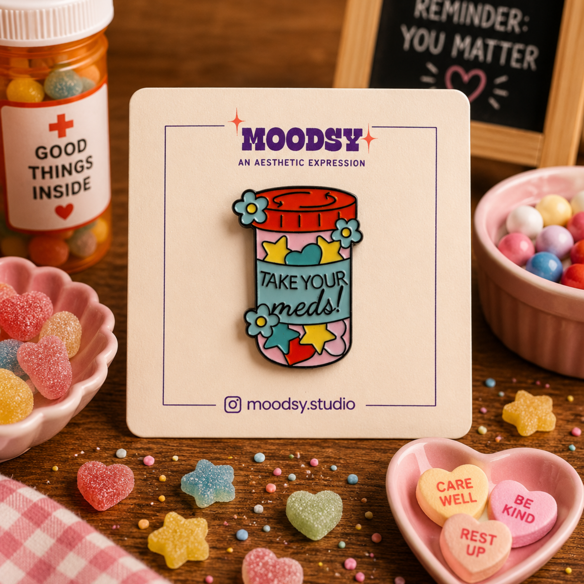 Medecine Reminder Enamel Pin by Moodsy