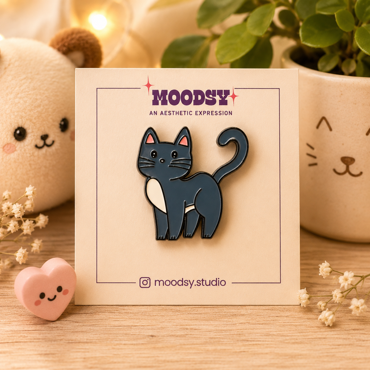 Midnight Meow enamel pin by Moodsy