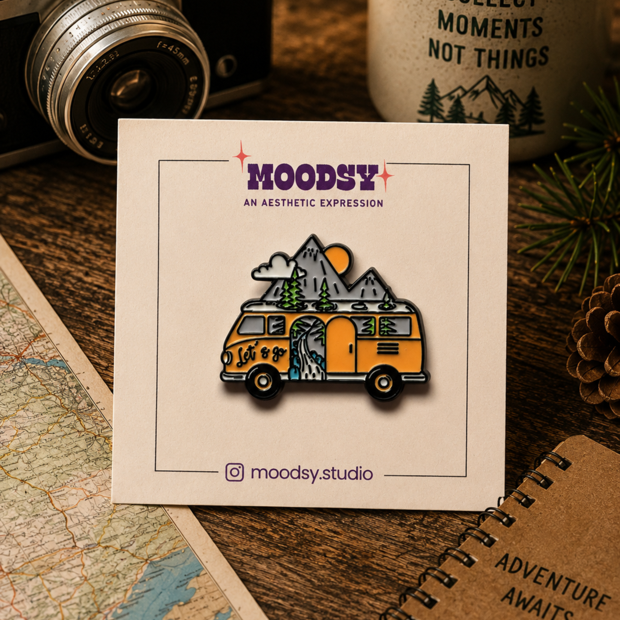 Minivan RoadTrip Enamel Pin by Moodsy