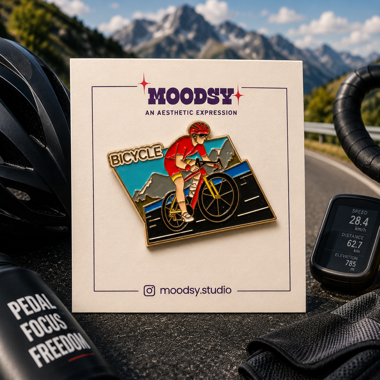 Mountain Biking Enamel Pin by Moodsy