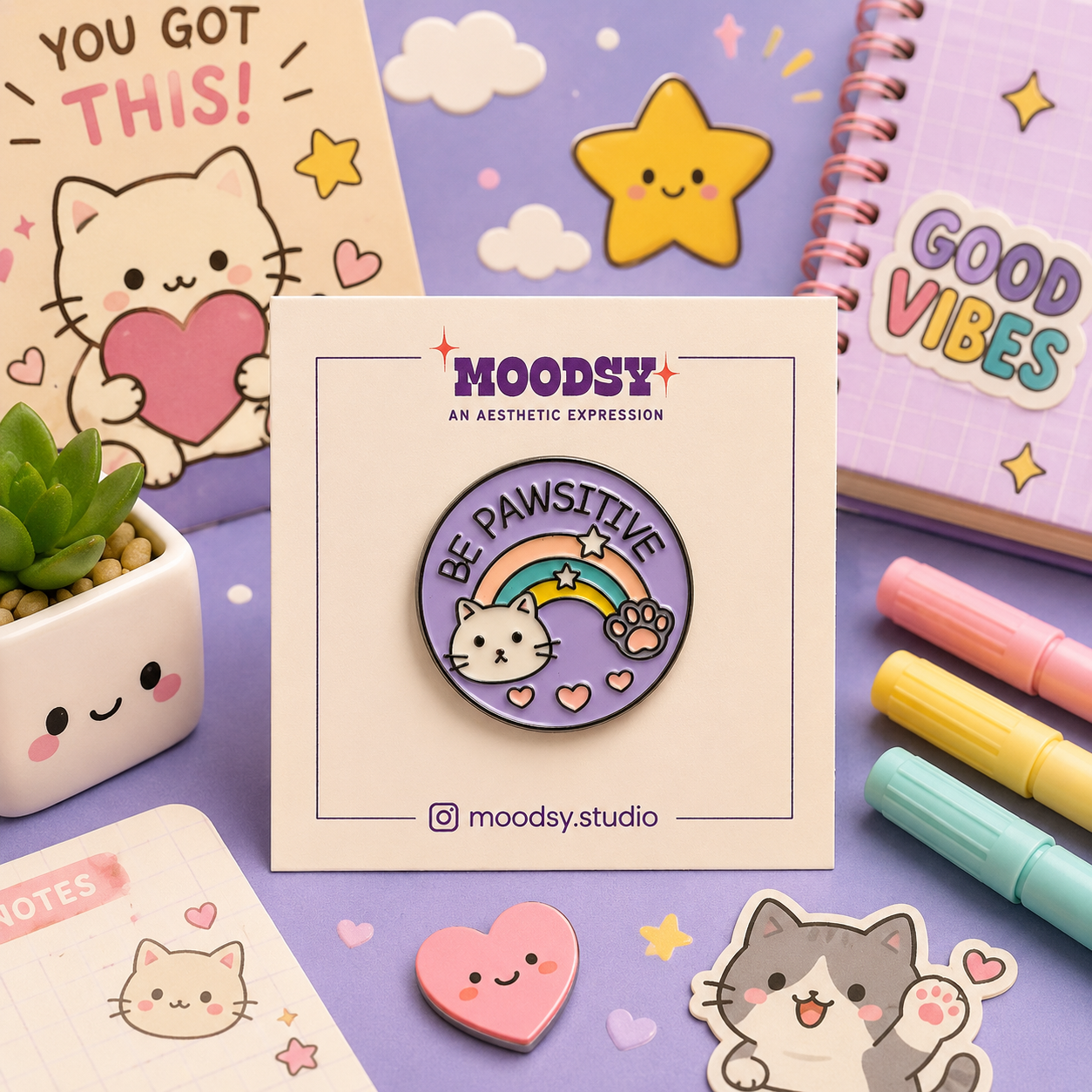 Pawsitive Enamel Pin by Moodsy