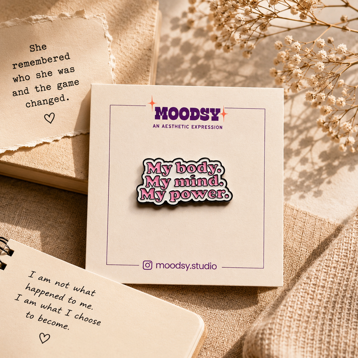 Body Mind Power Enamel Pin by Moodsy