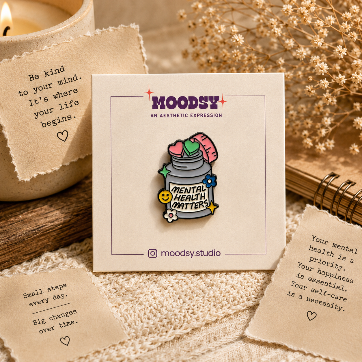 Mental Health Matters Enamel Pin by Moodsy