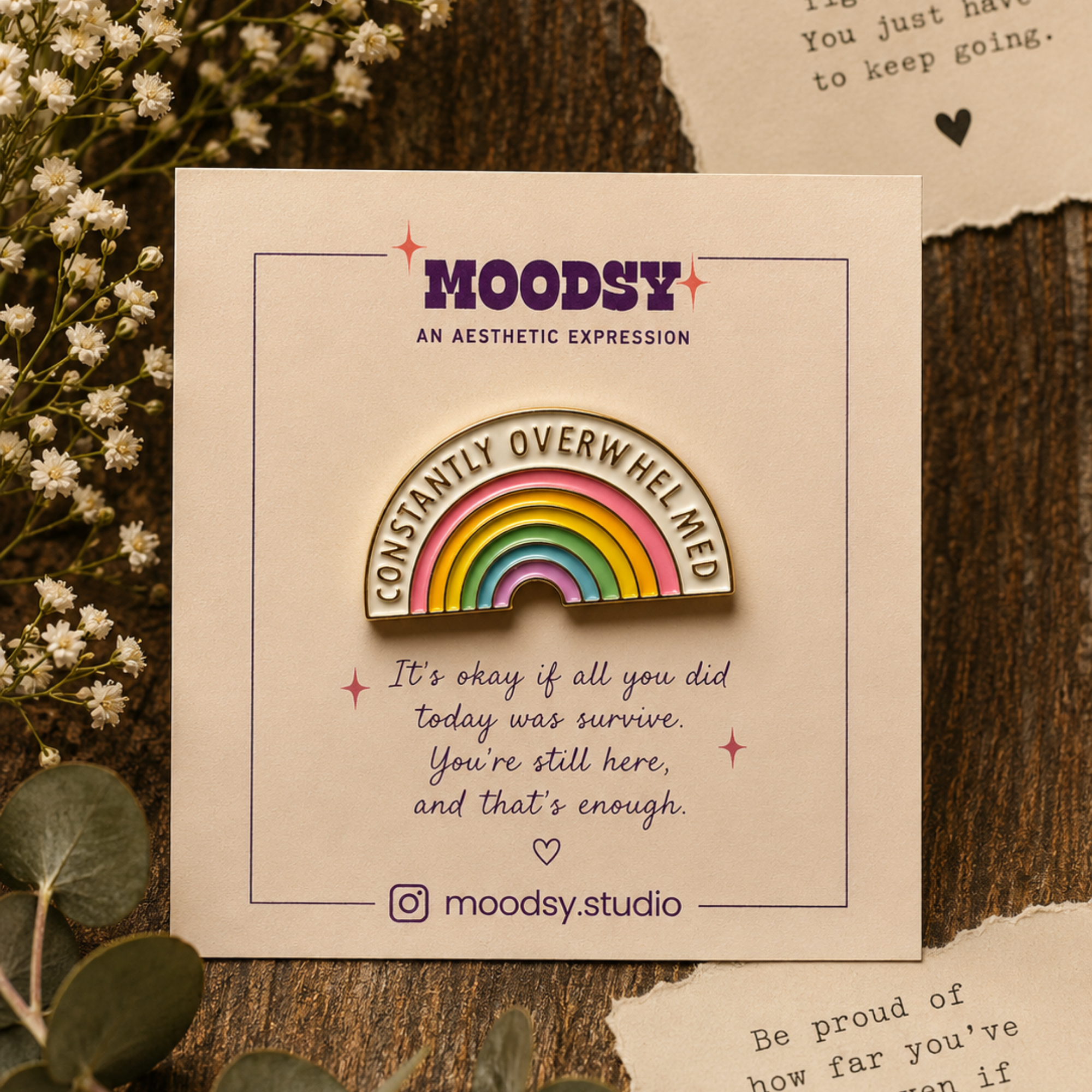 Constantly Overwhelmed Enamel Pin by Moodsy