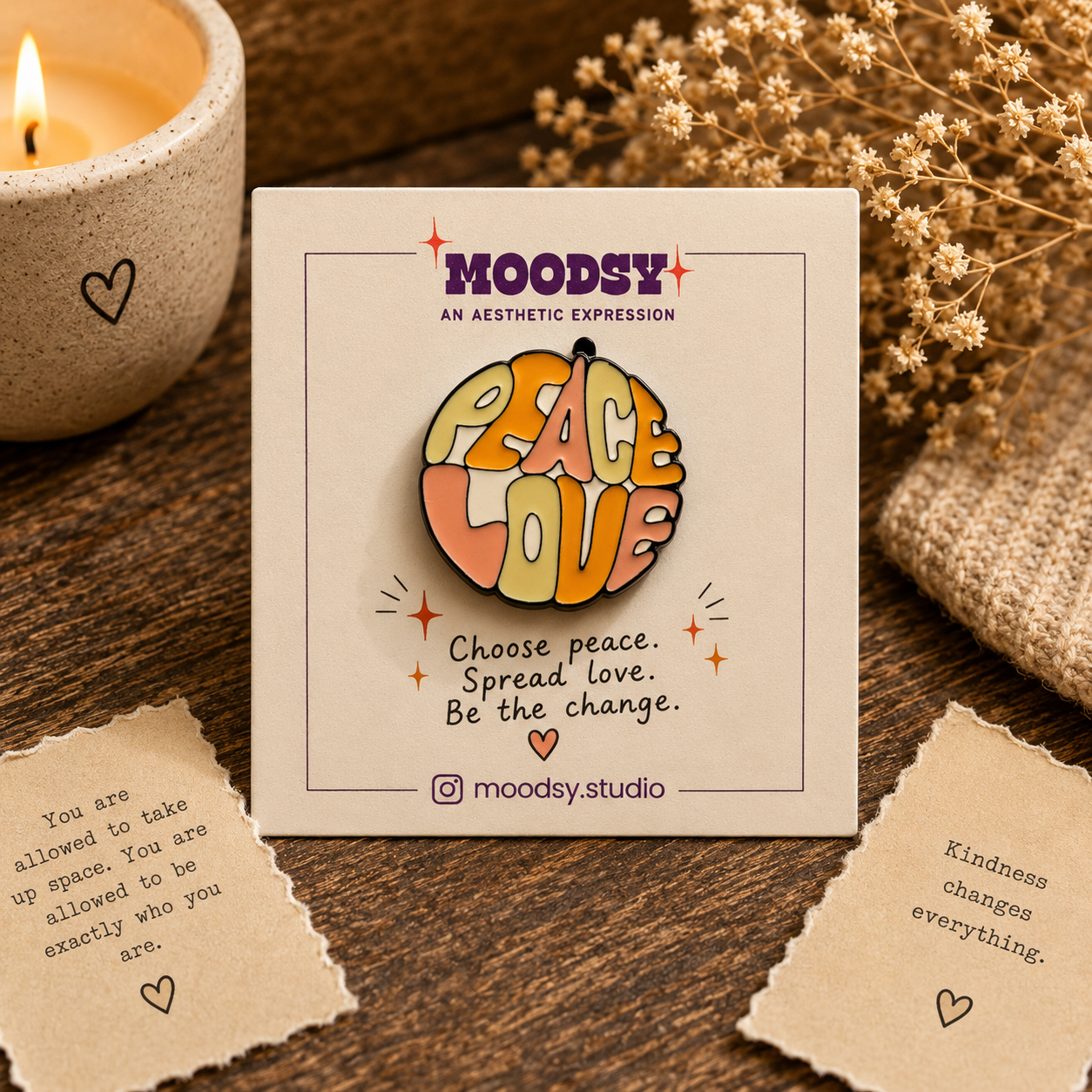 Peace & Love Enamel Pin by Moodsy
