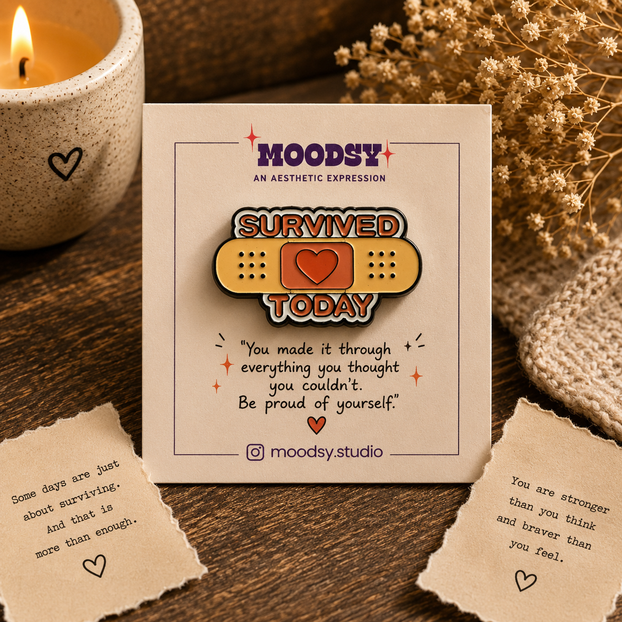 Survived Today Enamel Pin by Moodsy