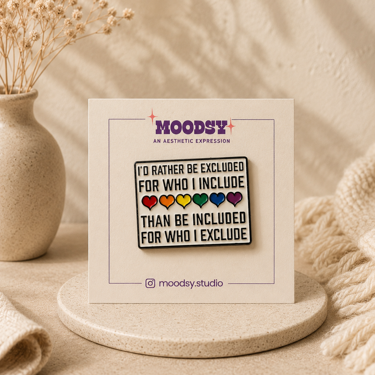 Inclusion Over Exclusion Enamel Pin by Moodsy