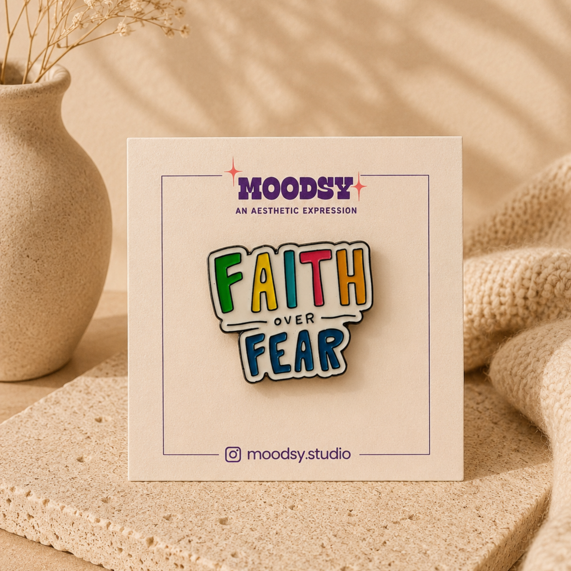 Faith Over Fear Enamel Pin by Moodsy