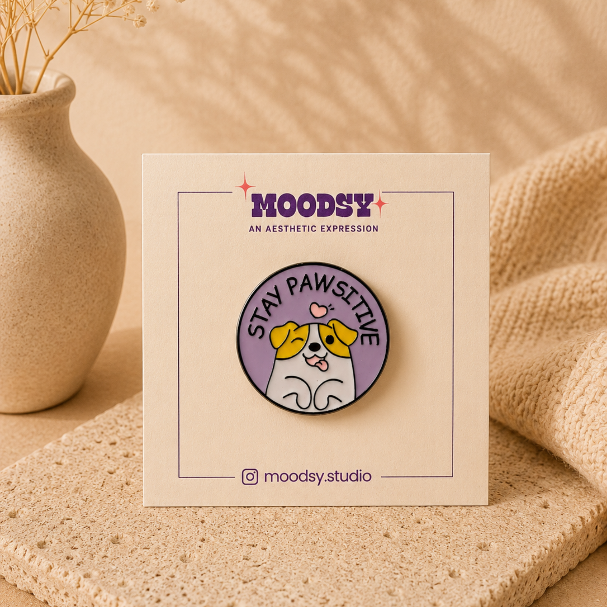 Stay Pawsitive Enamel Pin by Moodsy