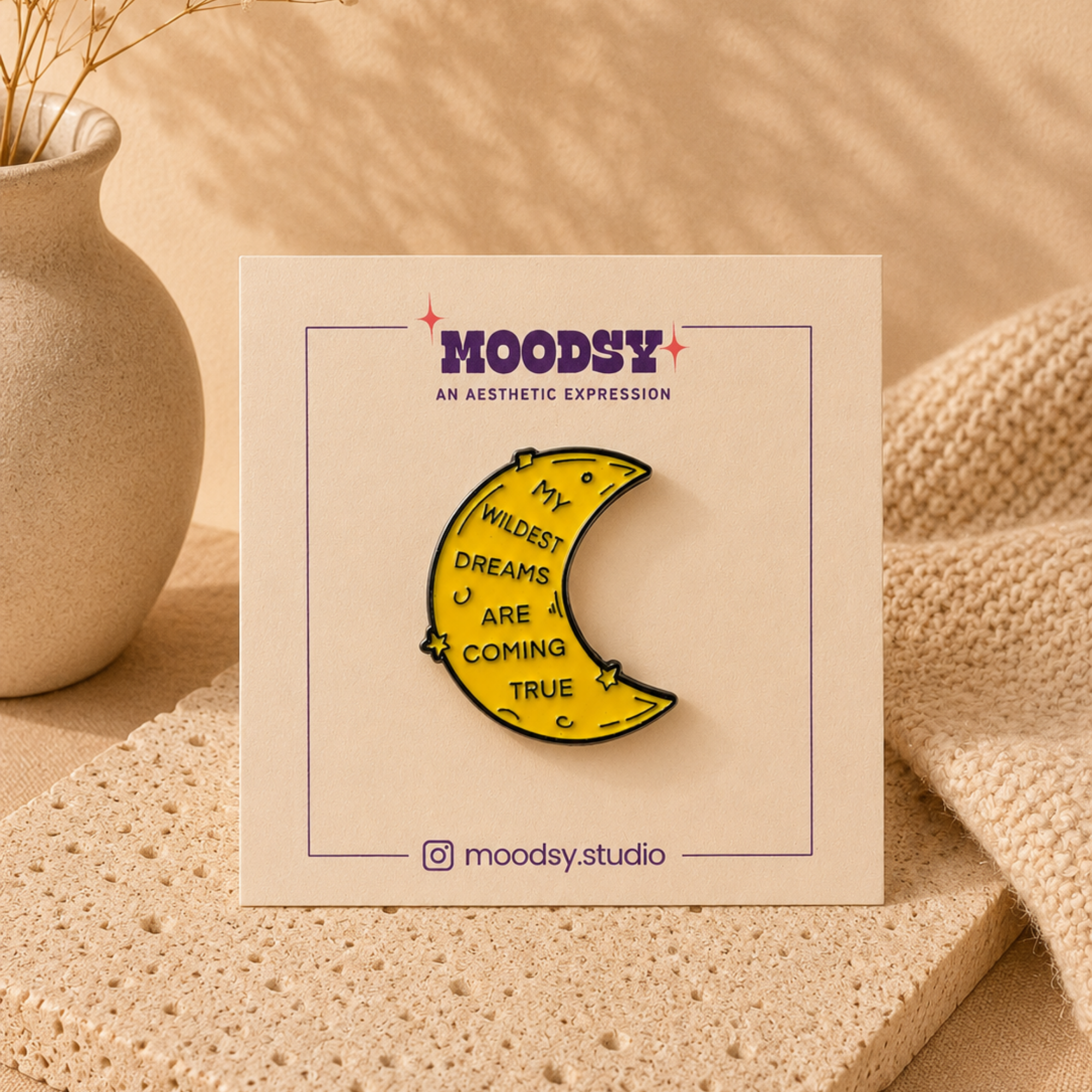 Dream Chaser Moon Enamel Pin by Moodsy