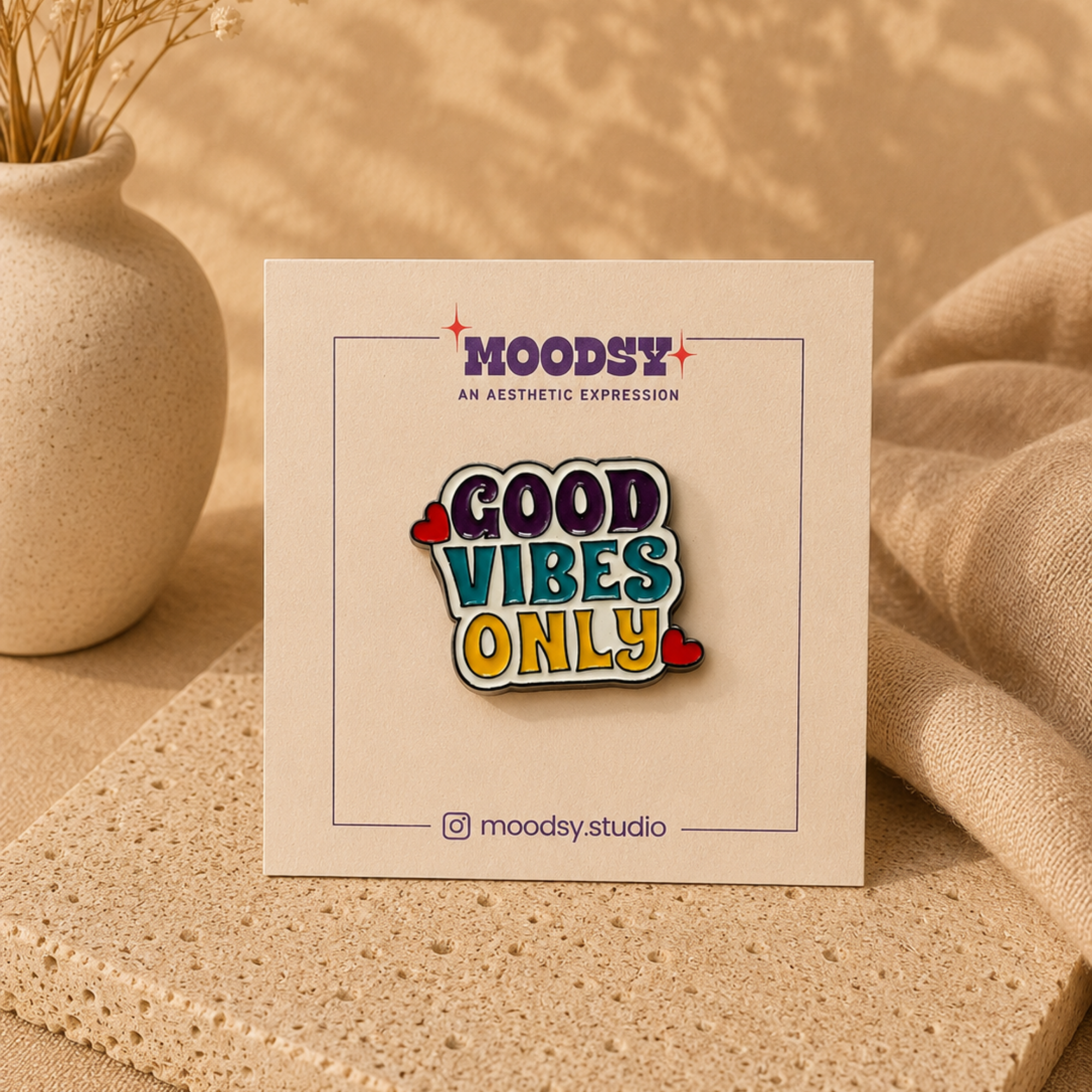 Good Vibes Only Enamel Pin by Moodsy