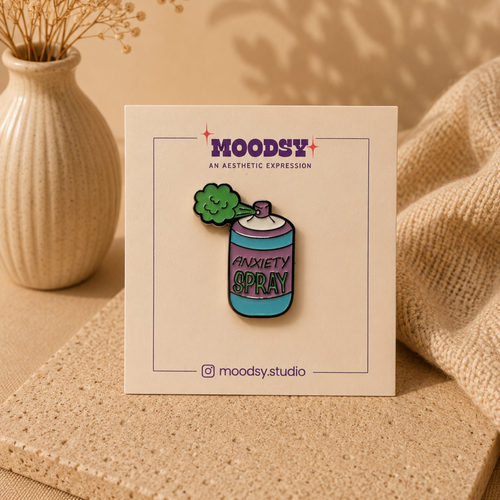 Anxiety Spray Enamel Pin by Moodsy
