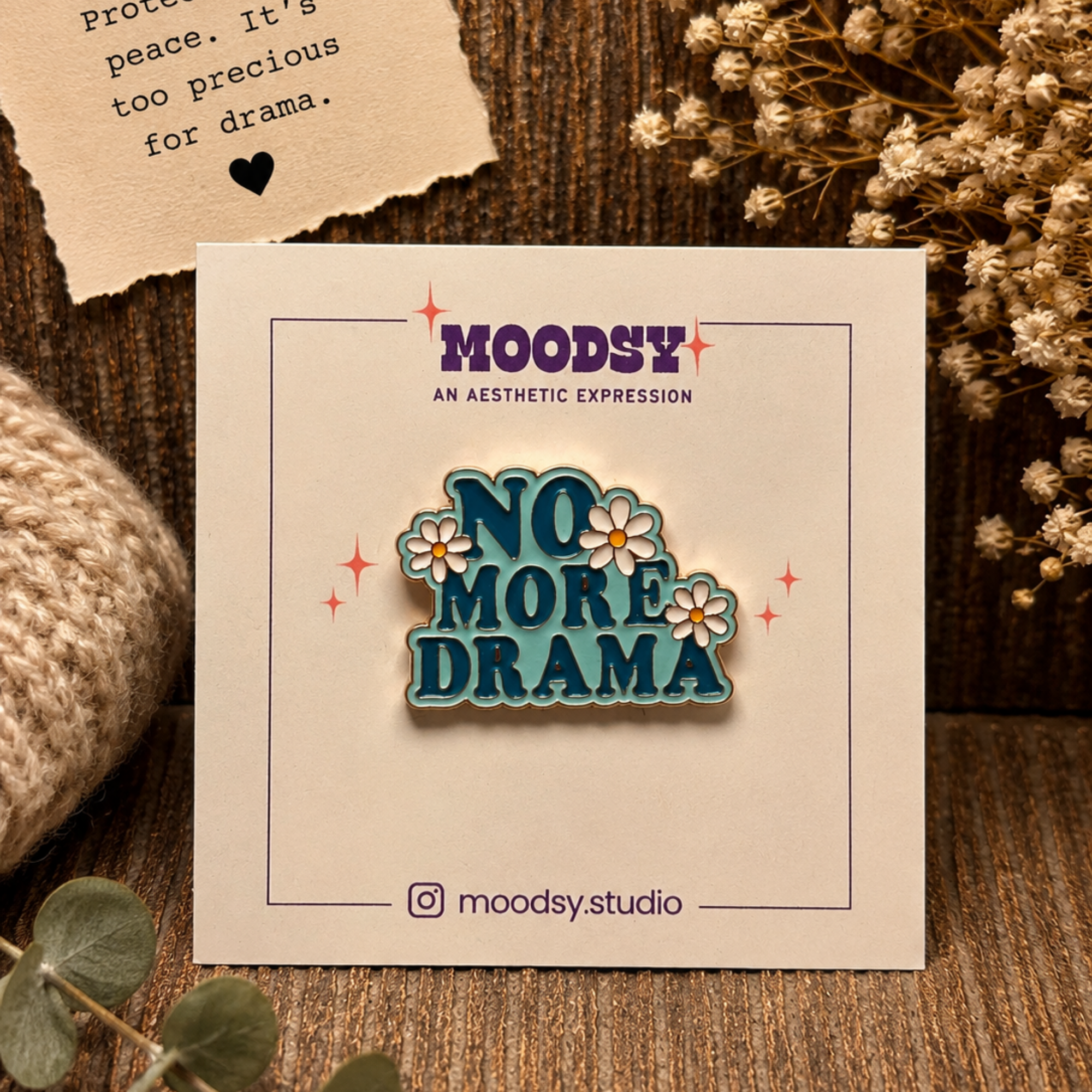 No More Drama Enamel Pin by Moodsy