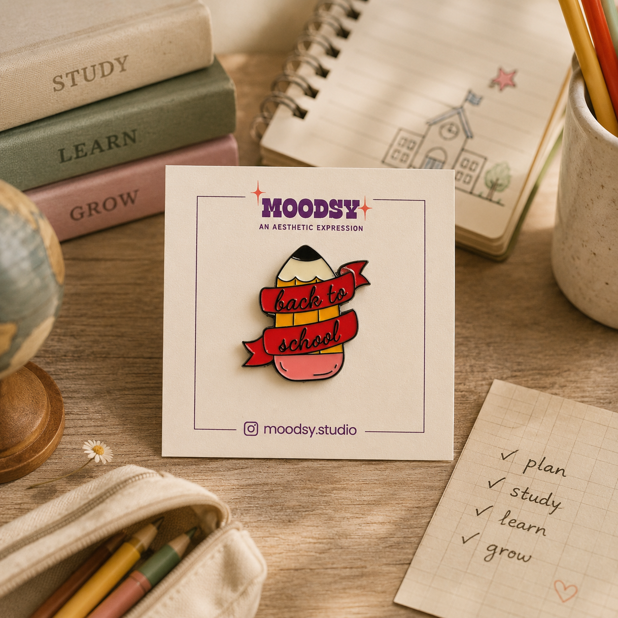 Study_Mode_On Enamel Pin by Moodsy