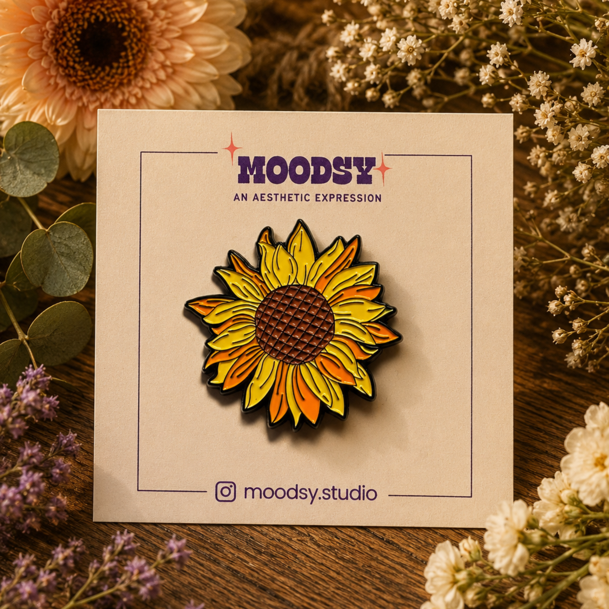 Sunflower Enamel Pin by Moodsy