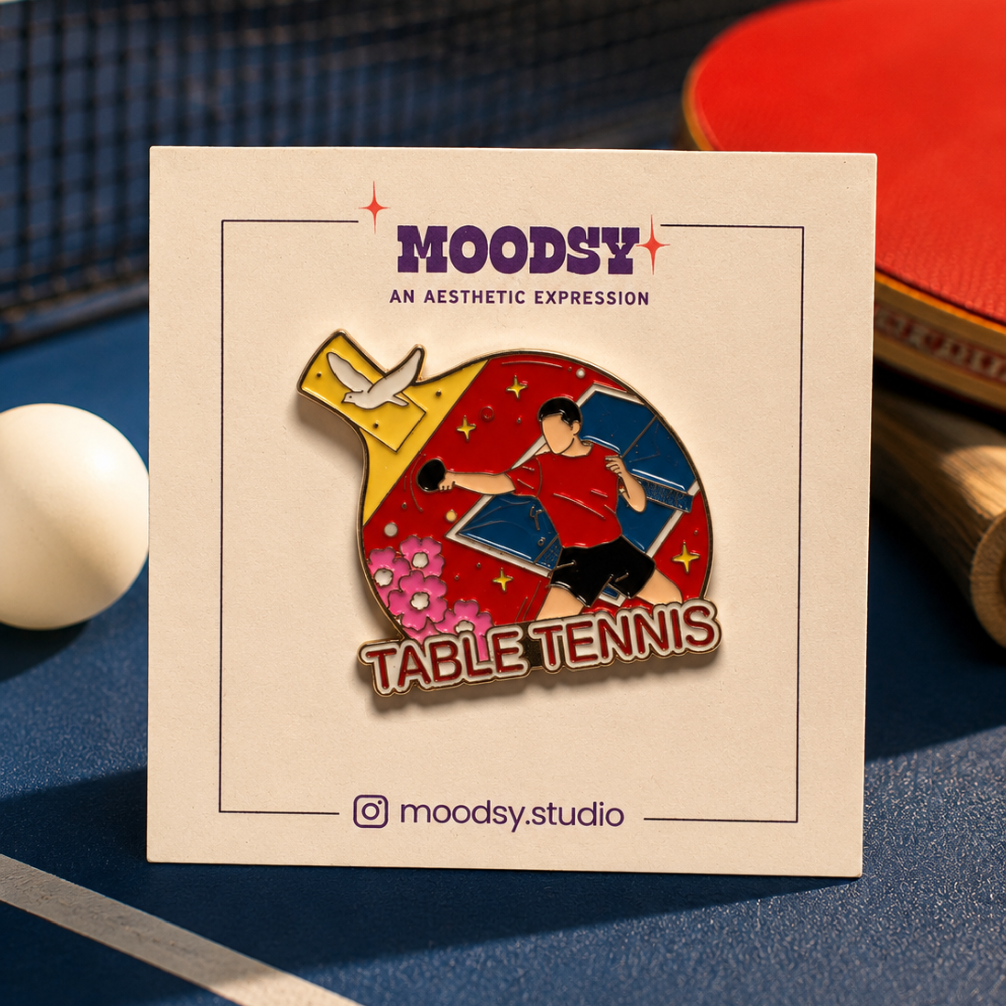 Table Tennis Enamel Pin by Moodsy