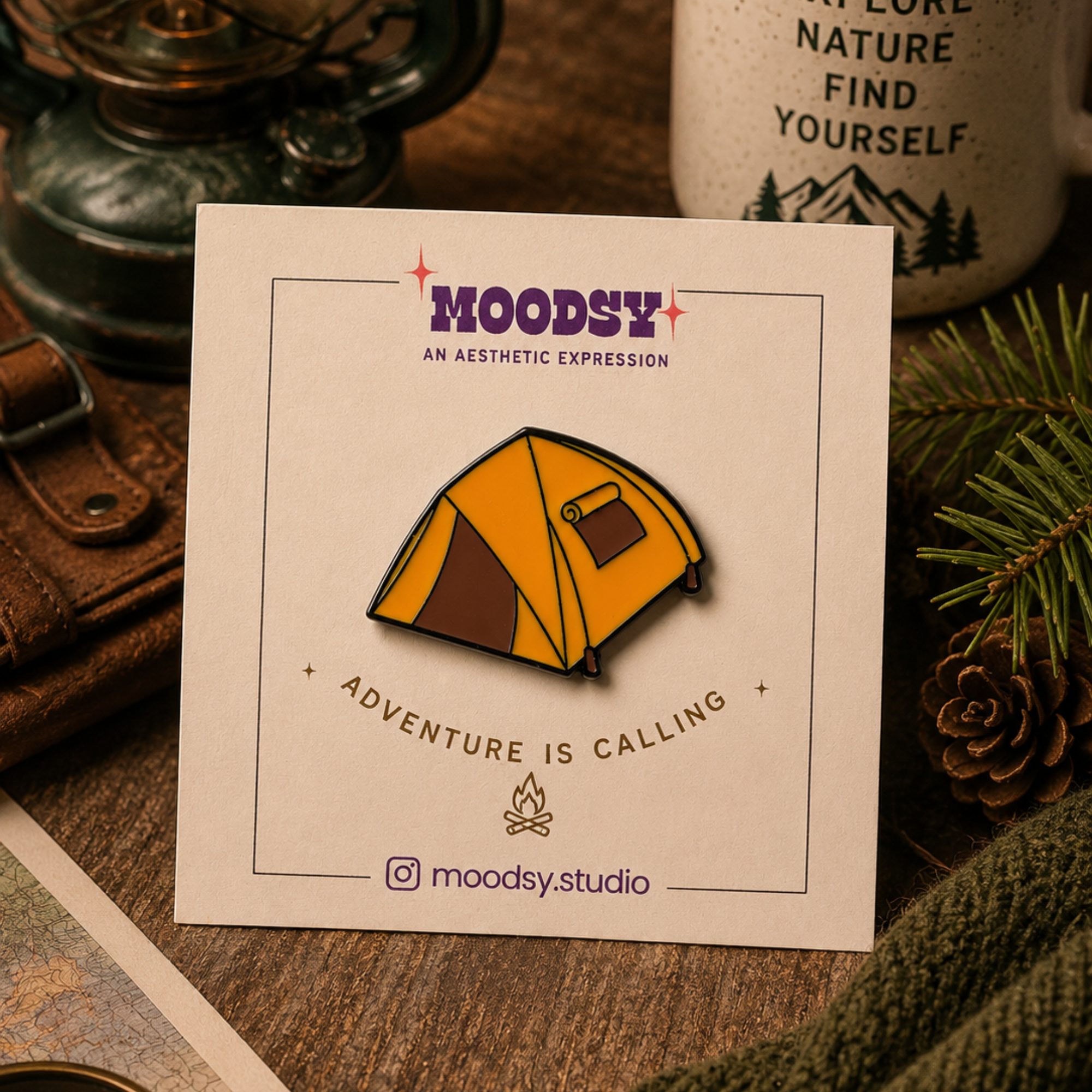 Adventure Tent Enamel Pin by Moodsy