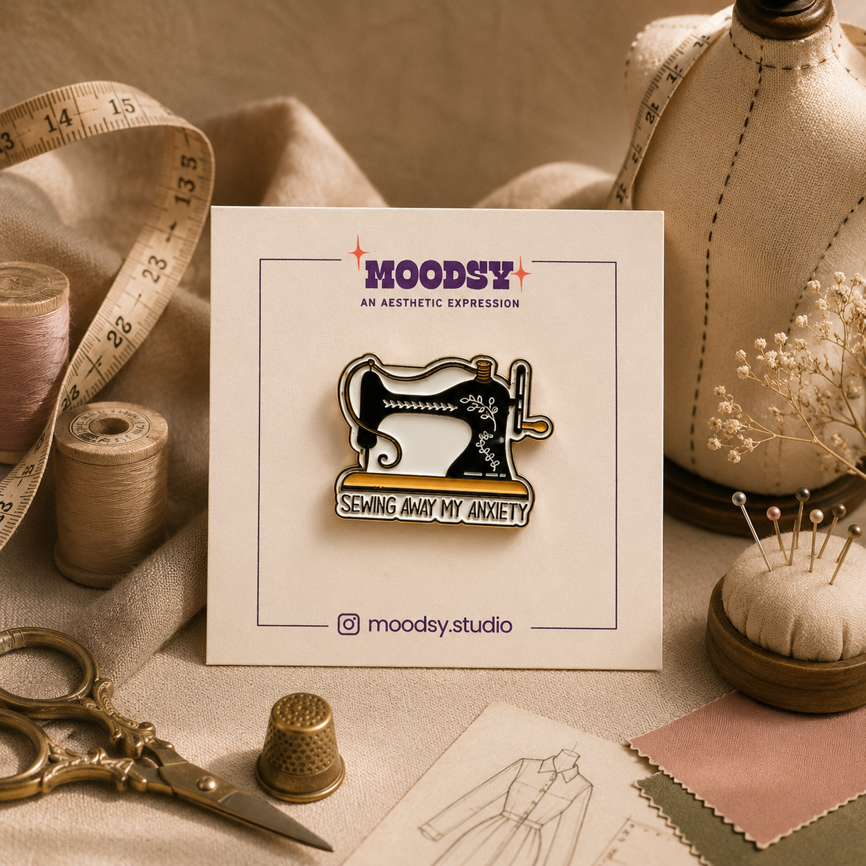 Thread_Therapy Enamel Pin by Moodsy
