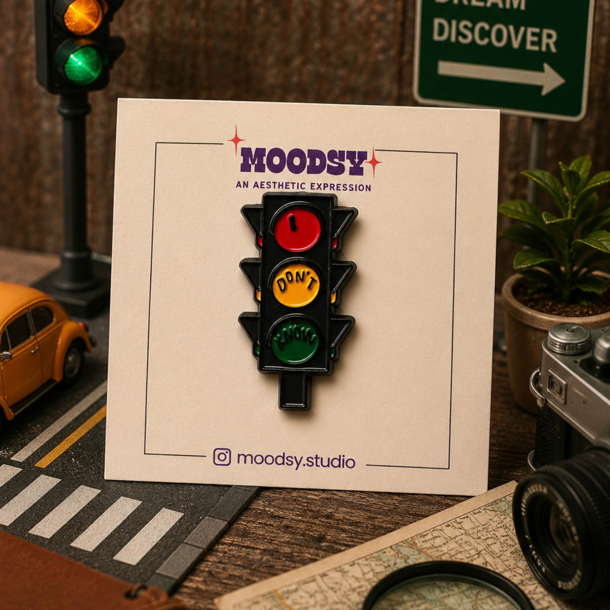 Traffic Light Enamel Pin by Moodsy