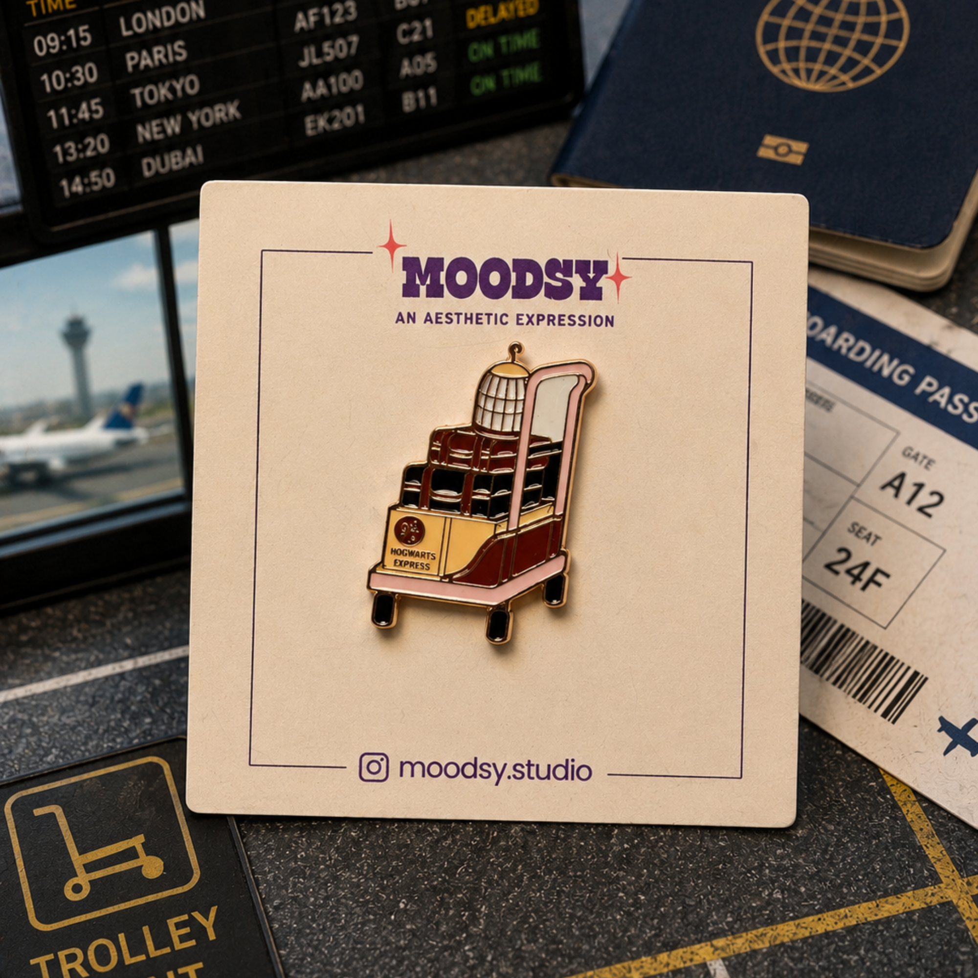 Travel Trolley Enamel Pin by Moodsy